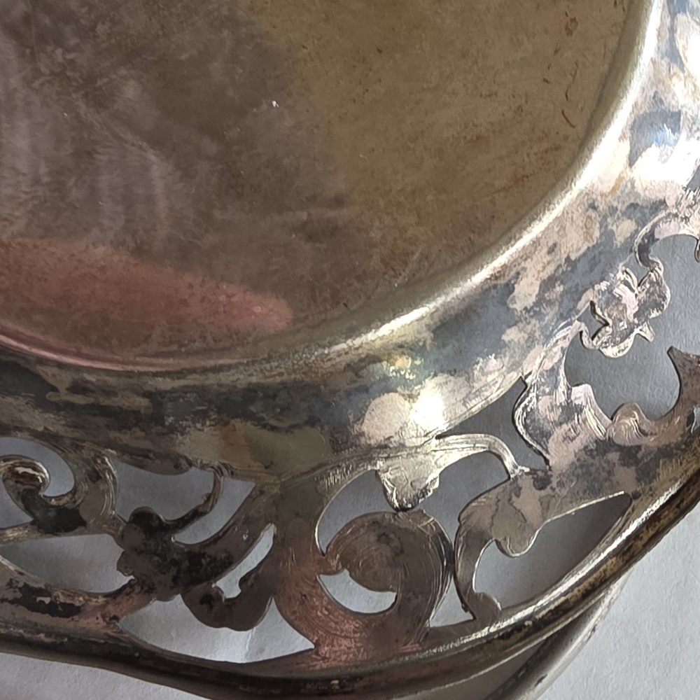 Art Nouveau Silver Plated Basket (5" Across) No Markings- Lovely - Picture 4 of 8